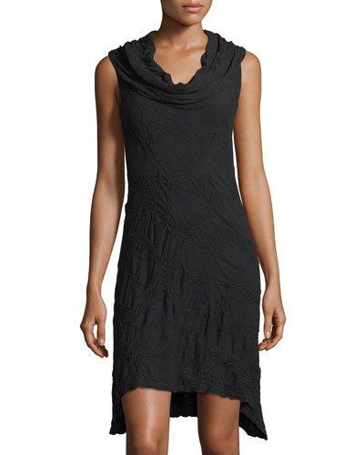 Cowl-neck Crinkle-knit Dress