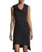 Cowl-neck Crinkle-knit Dress
