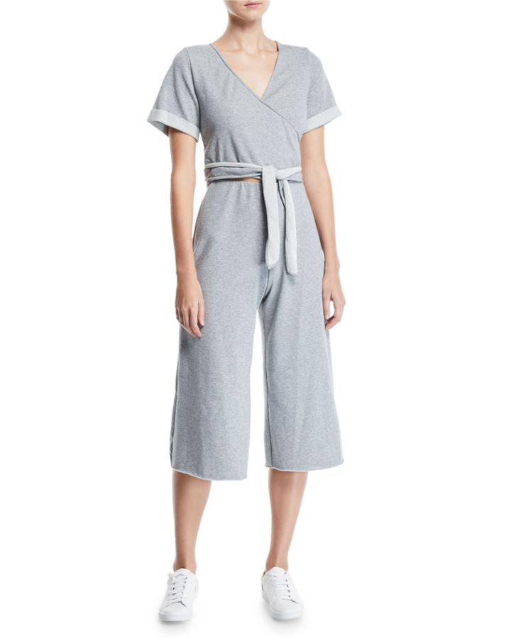 Madeline Cotton-blend Faux-wrap Belted Jumpsuit