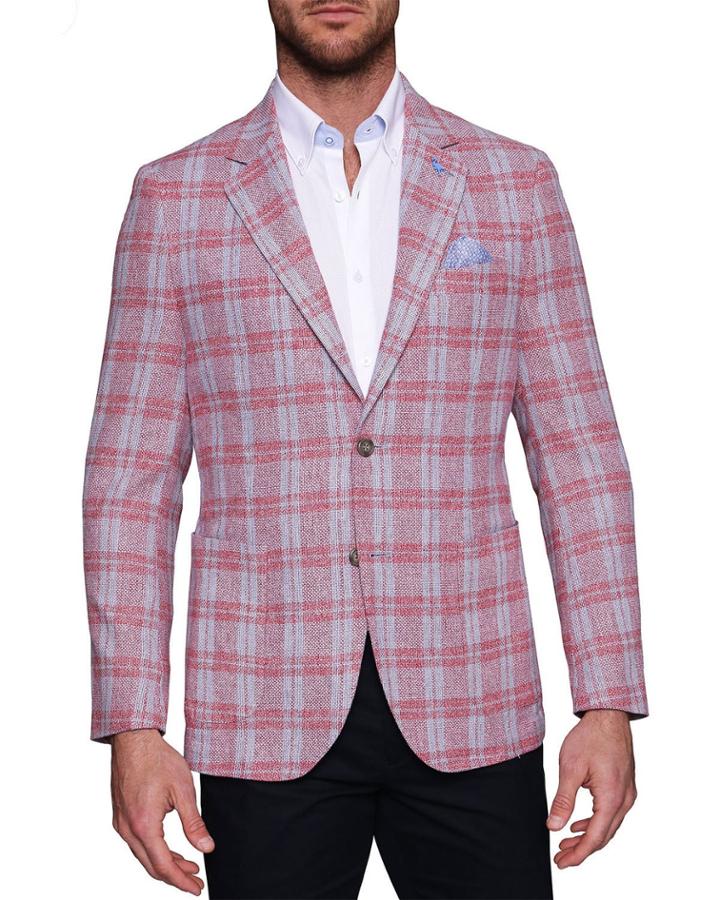 Men's Box Plaid Linen-blend