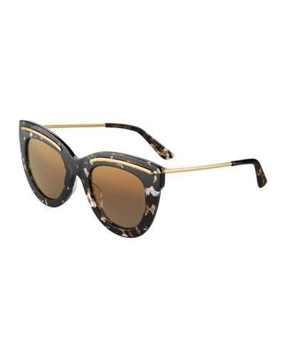 Wide Printed Cat-eye Sunglasses, Gray