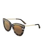 Wide Printed Cat-eye Sunglasses, Gray