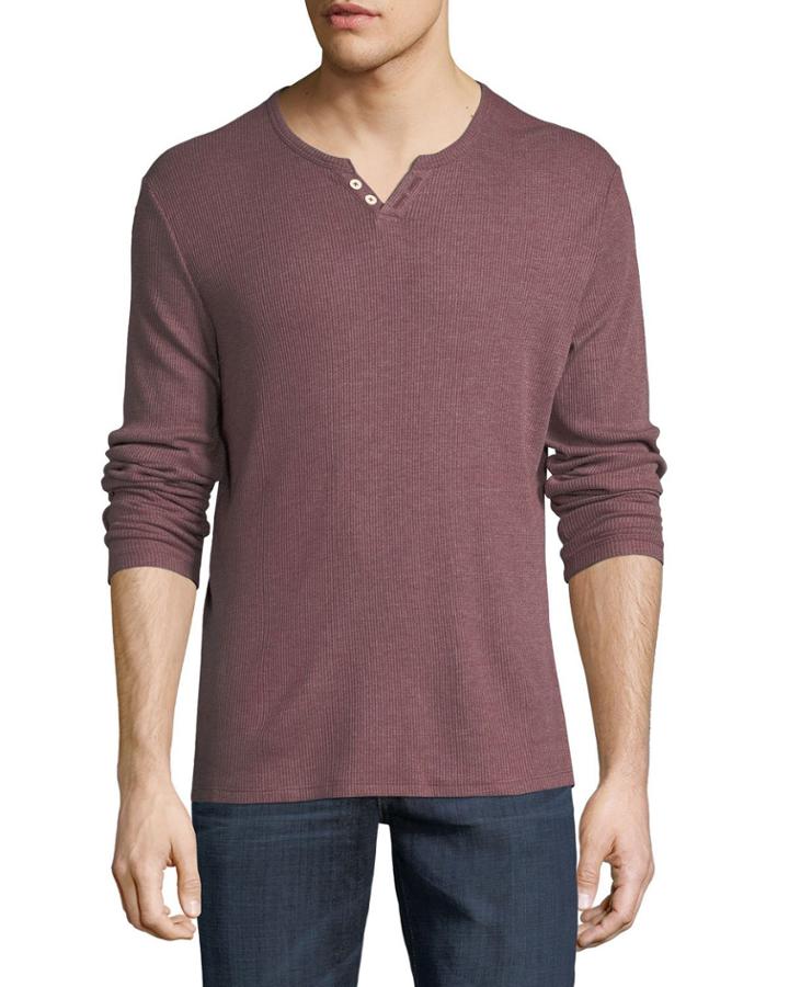 Wintz Long-sleeve Henley, Dark Orange