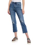 Perfect Vintage Distressed High-rise Straight Ankle Jeans