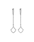 18k White Gold Diamond Art Deco Linear Earrings
