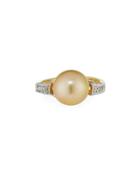 18k Golden South Sea Pearl & Diamond Ring,