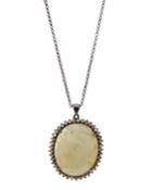 Diamond & Sapphire Oval Pendant Necklace