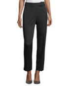 Waistband Detail Wool Straight-leg Pants