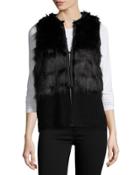 Faux-fur Sweater Vest, Rich Black