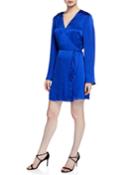 Kaidence Satin Long-sleeve Wrap Dress