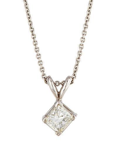14k Princess-cut Diamond Pendant Necklace,