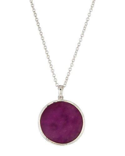 Polished Rock Candy Dyed Magenta Quartz Pendant Necklace