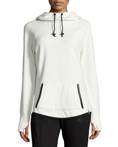 Hooded Cowl-neck Raglan Jacket, Charcoal Heather
