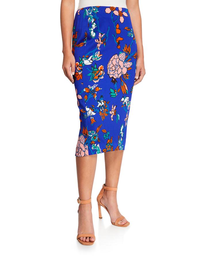 Tailored Floral Midi Pencil