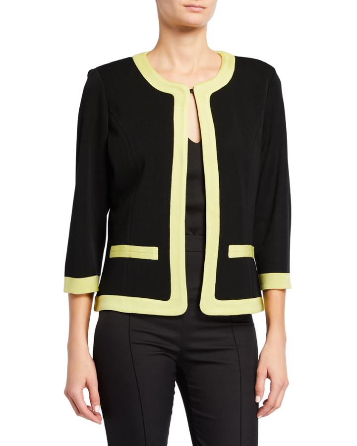 Contrast Trim 3/4-sleeve Jacket