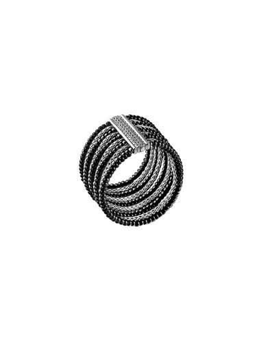 Bedeg Black Chalcedony Beaded Multi-row Bracelet,