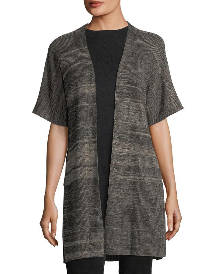 Sleek Elbow-sleeve Kimono Cardigan,