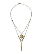 Sterling Silver & 18k Gold Double Chain Pendant Necklace