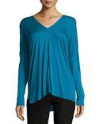 Long-sleeve V-neck Top, Bay Blue