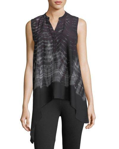 Sleeveless Asymmetrical Tie-dye Blouse