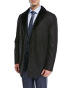 Rabbit-lined Wool Car Coat