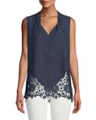 Daria Embroidered Lace-hem Blouse