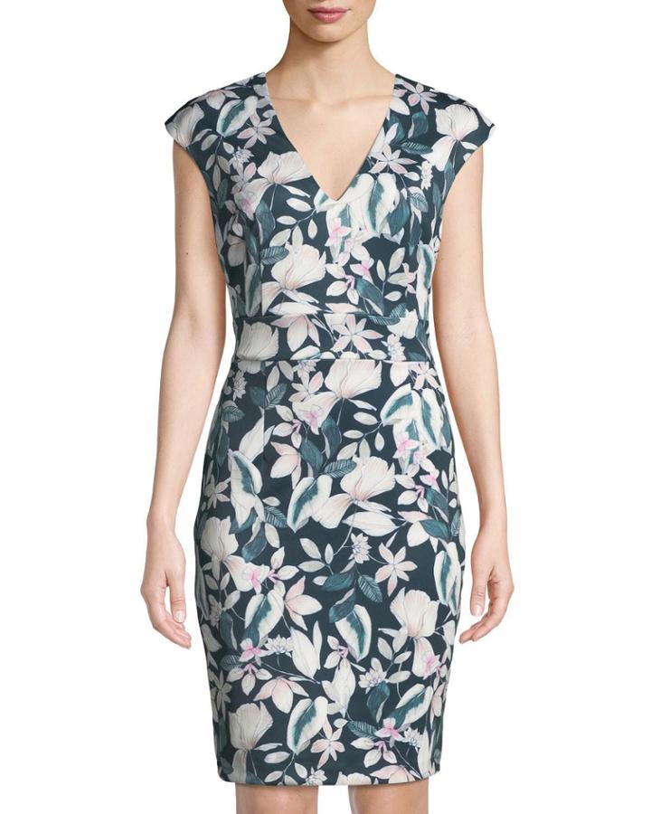Floral V-neck Scuba
