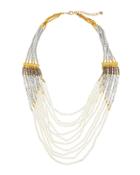 Multi-strand Layered Jasper & Crystal Beaded Necklace