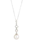 Belpearl 14k South Sea Pearl & Diamond Pendant Necklace, 0.27tcw, Women's