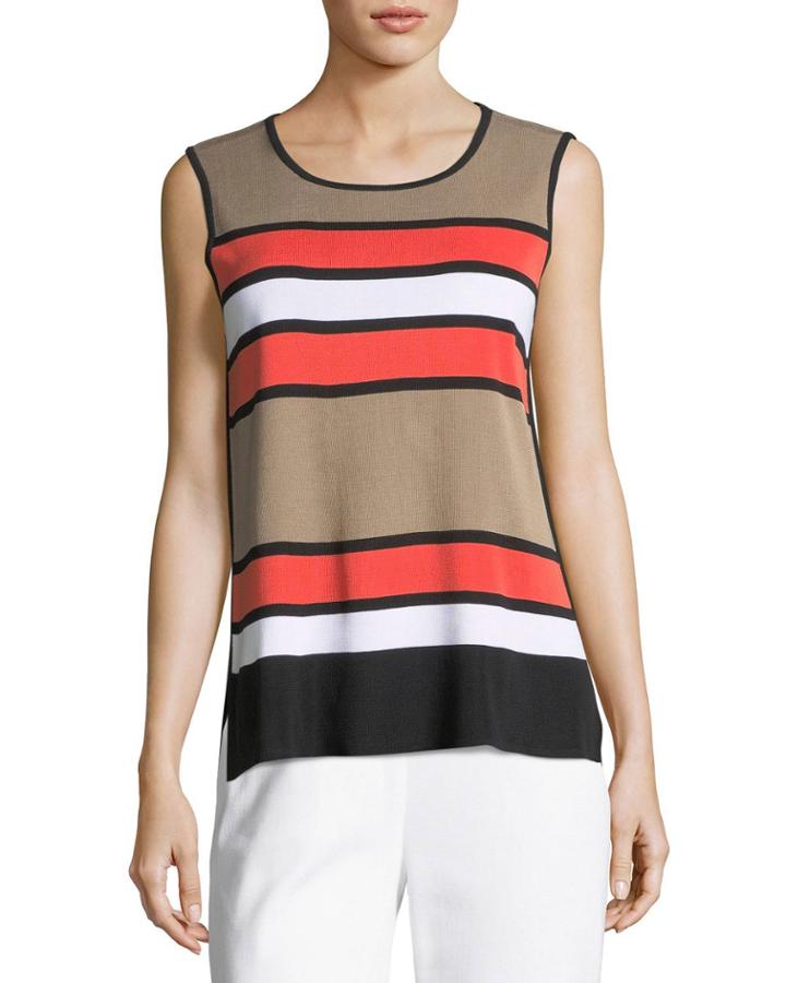Multi Stripe Scoop-neck Tank Top,