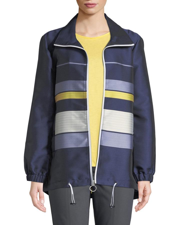 Double-face Striped Twill Zip-front Jacket