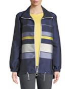 Double-face Striped Twill Zip-front Jacket