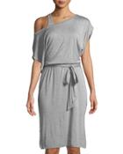 Dolman-sleeve Belted Dress