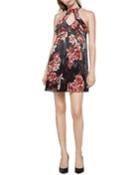 High-neck Floral A-line Dress