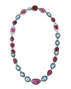 Diamond, Topaz & Composite Ruby Station Necklace