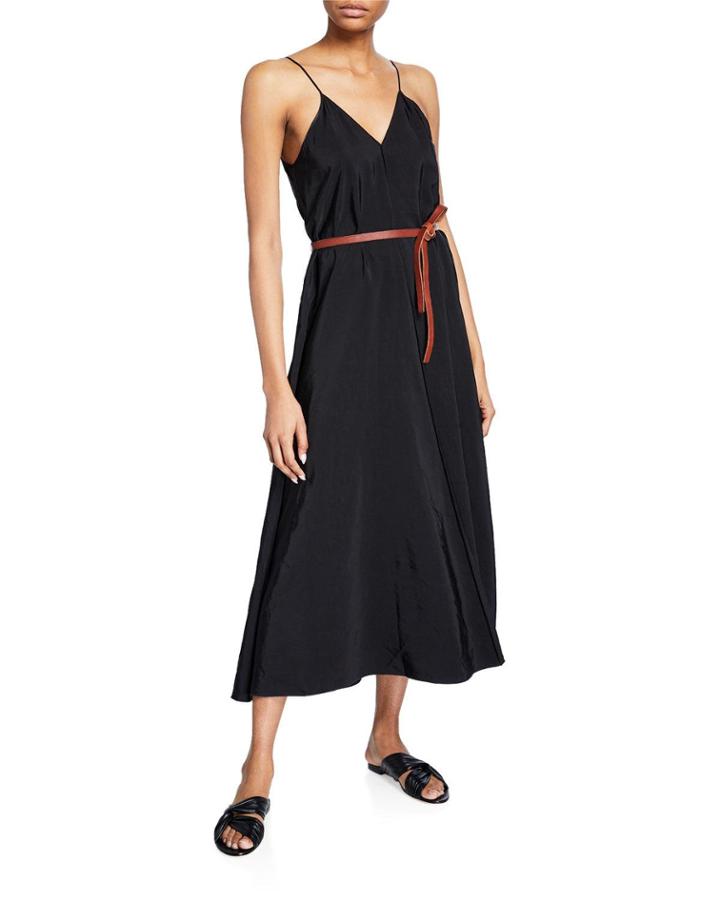 Bed V-neck Sleeveless Belted