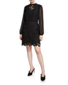 Long-sleeve Lace/crepe