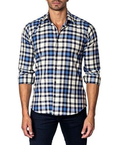 Check Plaid Sport Shirt, Blue/white