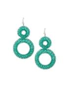 Crochet & Crystal Drop Earrings, Turquoise