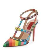Rockstud Chevron-print Slingback Pump,