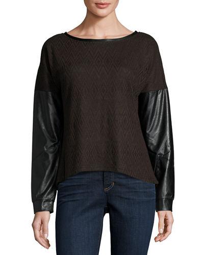 Faux-leather Sleeve Zip-back