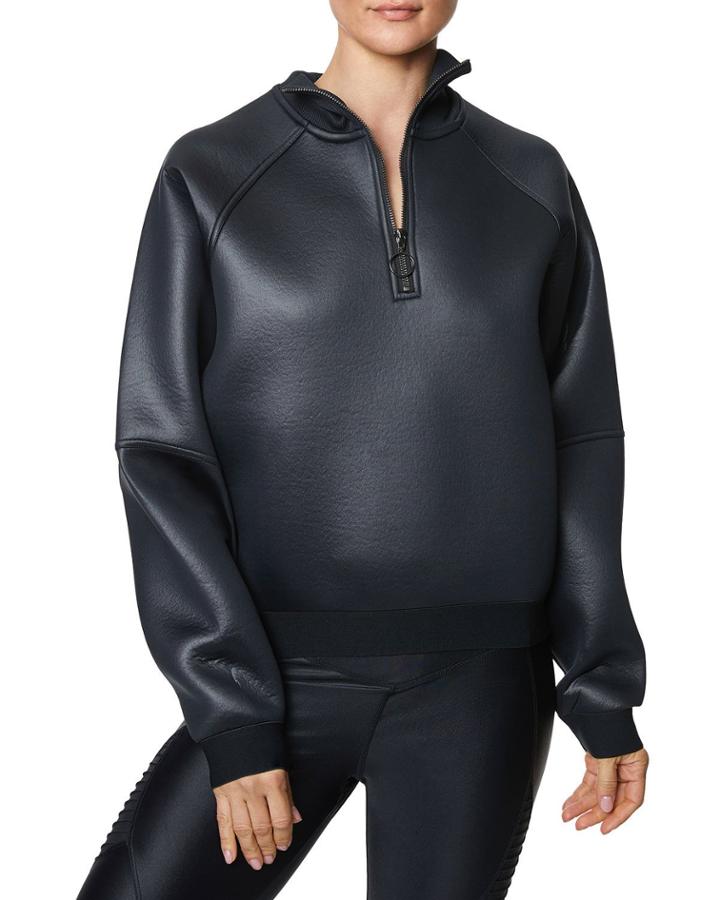 Half Zip Puffed Scuba Pullover Jacket
