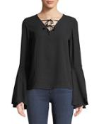Tie-front Bell-sleeve Blouse