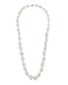 14k White Gold Long Baroque Pearl Necklace