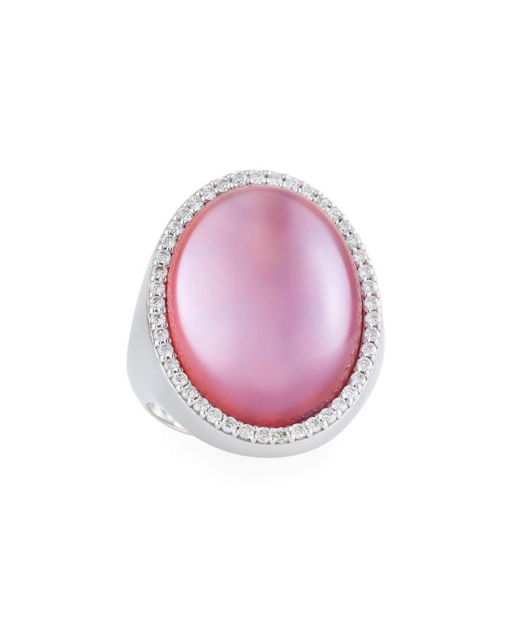 18k Gold, Diamond & Pink Doublet Ring,