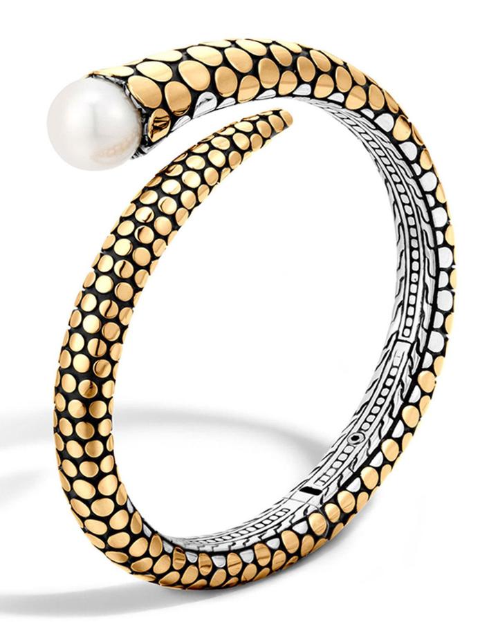 Dot 18k Gold & Silver Kick Cuff W/ Pearl,
