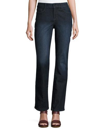 Marilyn Straight-leg Beaded-pocket Jeans, Blue