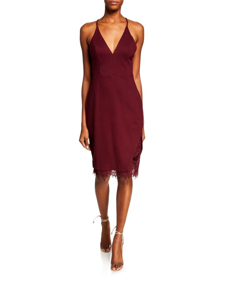 Peeking Lace V-neck Bodycon Dress