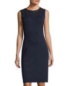 Jewel-neck Santana-knit Dress