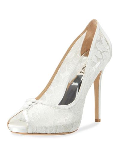 Nerissa Peep-toe Lace Pump, White